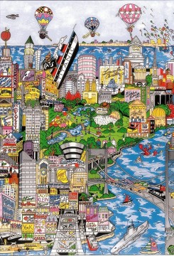 cityscape Canvas - Charles Fazzino cityscape cartoon sport 01 impressionists